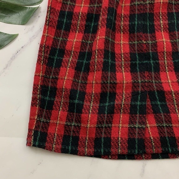 Ms Choice Womens Vintage Pencil Skirt Size 8 Red Black Plaid Woven 90s Pull On - Picture 9 of 9